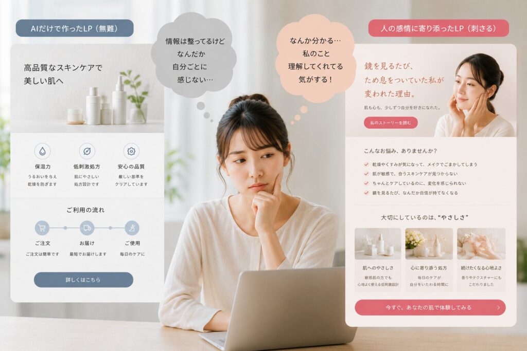 AI vs人の感情に寄り添ったLP
